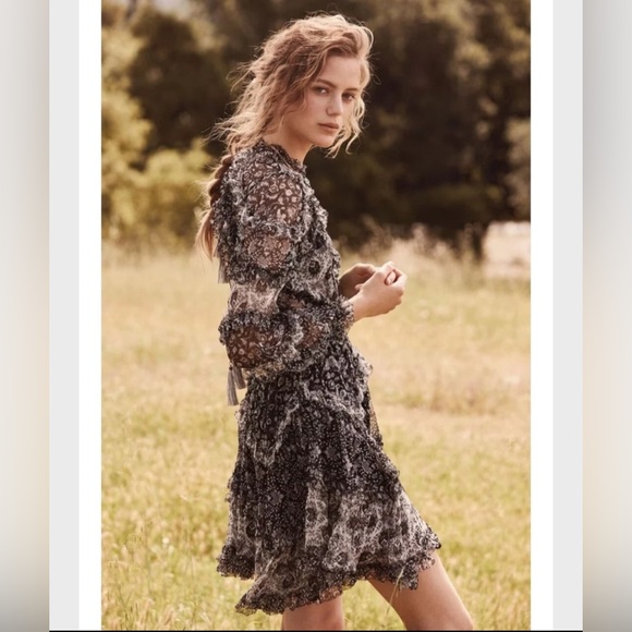 Zimmermann divinity ruffle long sleeve backless mini dress size 0 - Picture 2 of 5